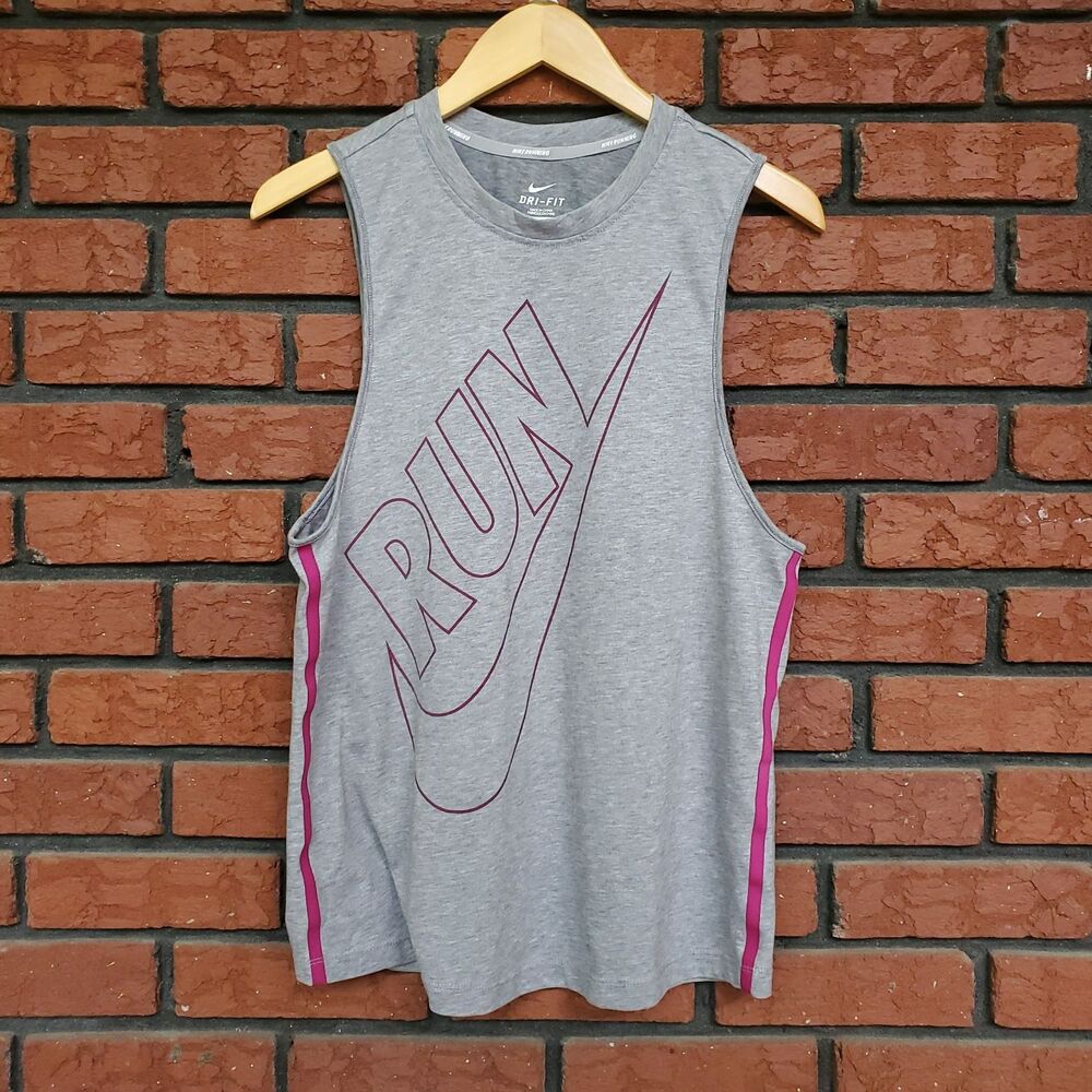 Nike Dri Fit Muscle Tee Womens S Sleeveless Shirt Running Tank Swoosh Run 588547